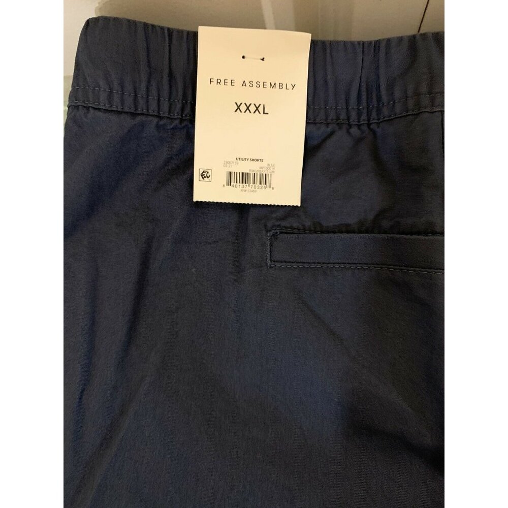 Free Assembly Men’s Sz 3XL‎ Blue Flat Front E-Waist Utility Drawstring Shorts